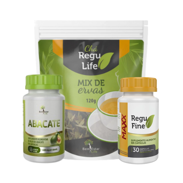COMBO REGU FINE MAXX + CHÁ REGU LIFE + ÓLEO DE ABACATE - (contém 3 produtos)