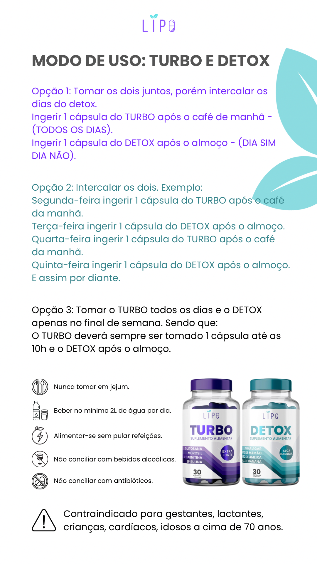 KIT LIPO - turbo e detox (30 cápsulas cada)