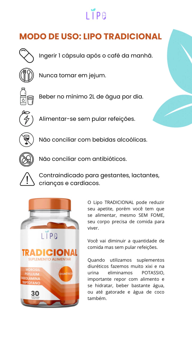 LIPO TRADICIONAL - Diurético (30 cápsulas)