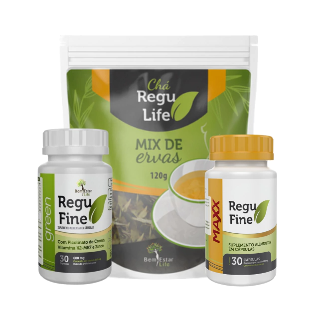 COMBO REGU FINE MAXX + GREEN + CHÁ REGU LIFE (Emagrecimento + 2 detox)
